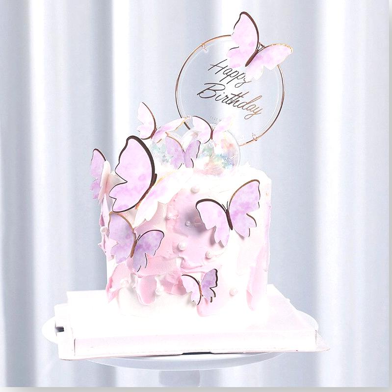 10 Pcs Set Butterfly Cake Topper Pink - Cake Decorating Supplies Dubai