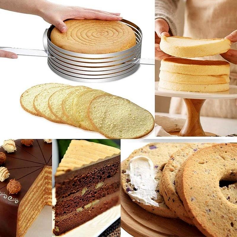 Mousse Cake Slicer Adjustable Cutter，Foam Cake Slicer, Layer Cake Slicer  Kit, Stainless Steel Adjustable Cake Shear, 15-20cm, Layered Cake Slicer Kit